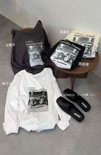 大季家90088HX#长袖T恤 灰  白  杏 黑 1 2码