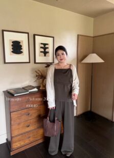 花菜家10140#吊带针织开衫套装 黑 咖 XL~3XL