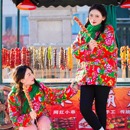 加厚修身 东北大花布夹棉棉袄雪乡男女同款 外套村姑新娘牡丹花短款