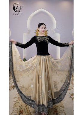 B2609半身裙异域风情新刺绣大摆疆舞服720度大摆显瘦秋冬重工