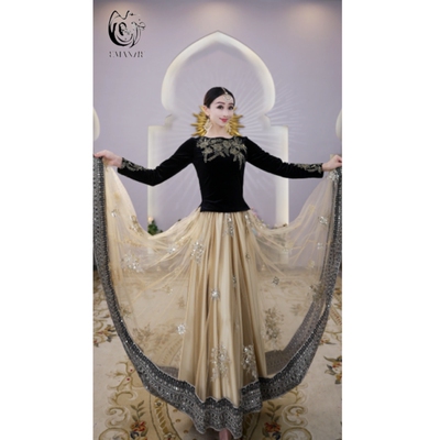 B2609半身裙异域风情新刺绣大摆疆舞服720度大摆显瘦秋冬重工