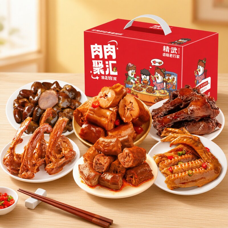 精武卤味全荤鸭肉礼盒装680g即食