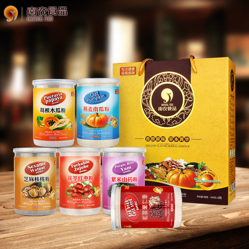 南农食品原味草本菁华礼盒300g*6罐装五谷杂粮代餐熟粉过年货春节