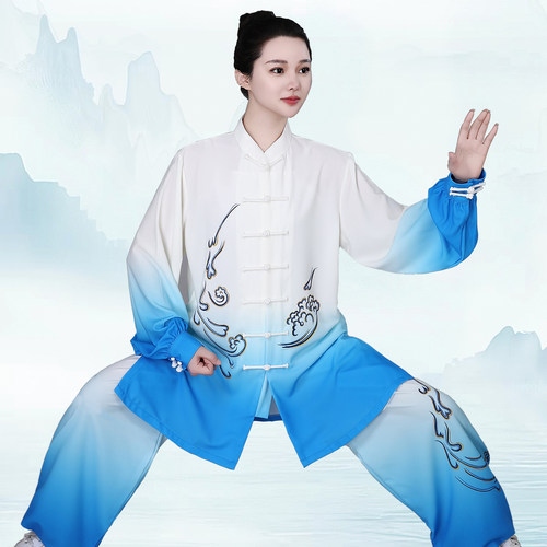 高档印花太极服男女同款练功服