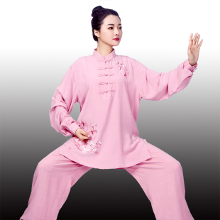 小和山太极服女装新款飘逸春秋长袖武术太极拳练功服夏棉麻服装薄