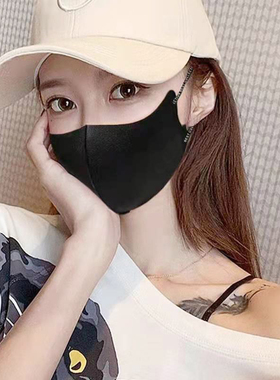 卡姿娜进口黑色口罩女秋冬保暖防风纯棉布可水洗立体显瘦时尚潮款