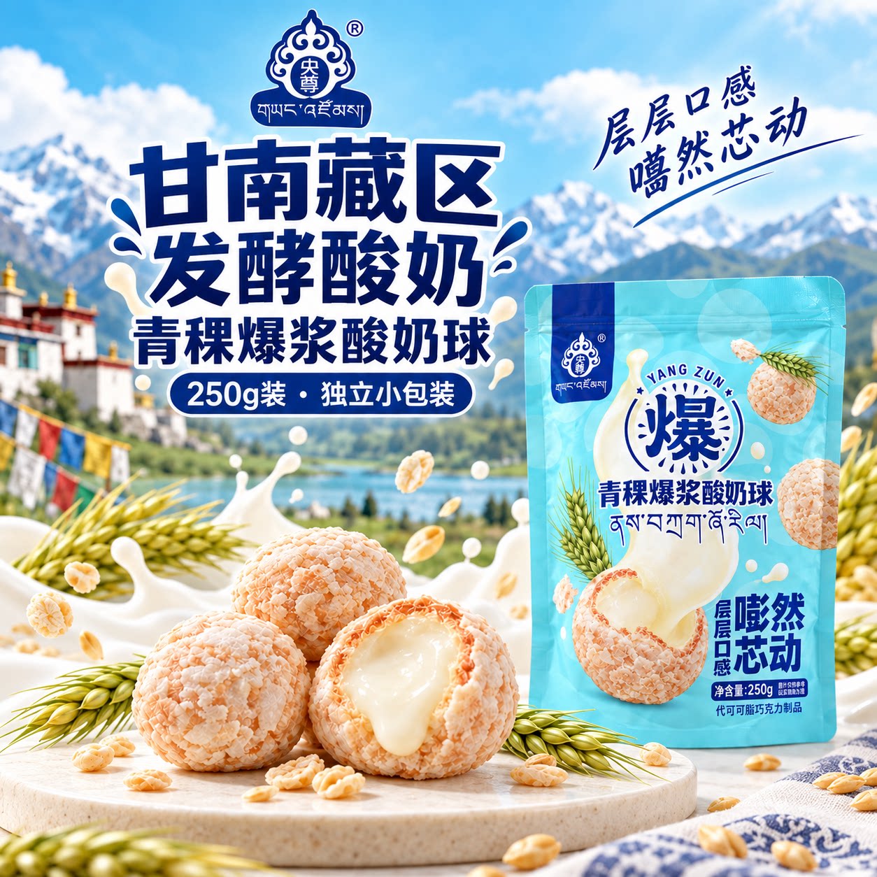 甘南特产青稞爆浆酸奶球
