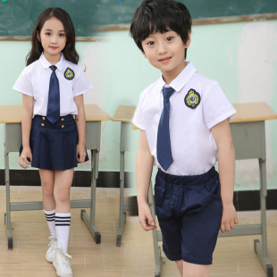 白色校服六一儿童节表演合唱班服新款 小学生夏季 英伦风幼儿园园服