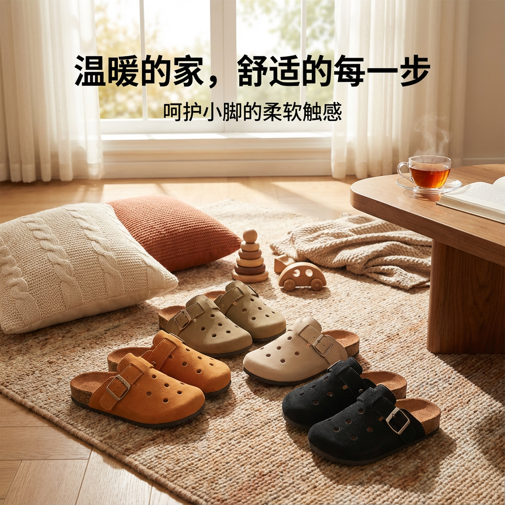 可爱女童卡通勃肯拖鞋儿童外穿2025春季懒人新款博肯厚底包头凉拖