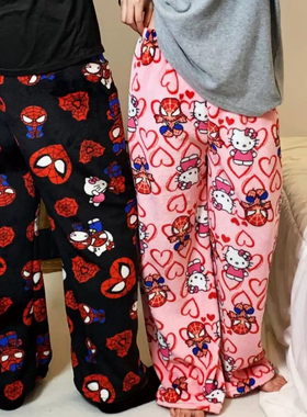Hello Kitty Spider-Man anime pajama Pants Y2K cartoon loose