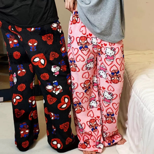 Hello Kitty Spider-Man anime pajama Pants Y2K cartoon loose
