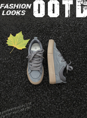 美式复古男鞋子潮鞋透气男鞋灰色板鞋潮流百搭运动休闲男鞋