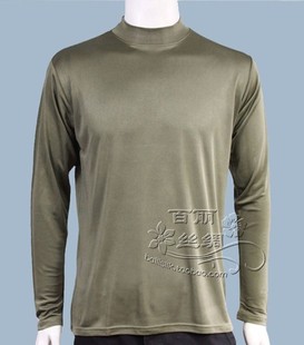 台航特价100％桑蚕丝打底加厚真丝男半高领保暖长袖内衣秋衣军绿