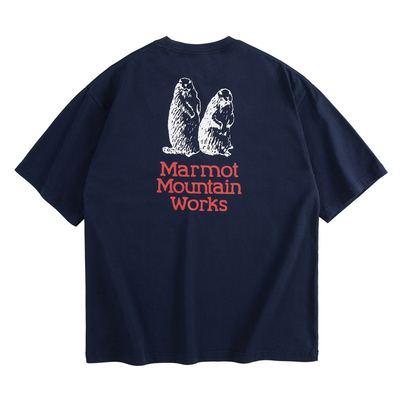 23SS BEAMS x MARMOT PRINT土拨鼠印花联名休闲宽松短袖速干T恤潮