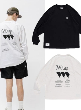 日系复古重磅WTS日系潮牌宽松圆领长袖T恤男印花后背休闲上衣tee