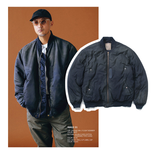 现货 日系余文乐同款MA1飞行员夹克水洗做旧棉服工装外套飞行夹克