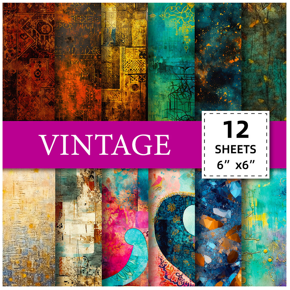 24张复古艺术素材包ins小众创意手工折纸素材纸diy手账纸质无粘性