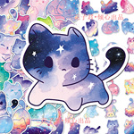 100张星空猫咪贴纸精美梦幻可爱彩绘小猫创意diy手账桌面手机壳