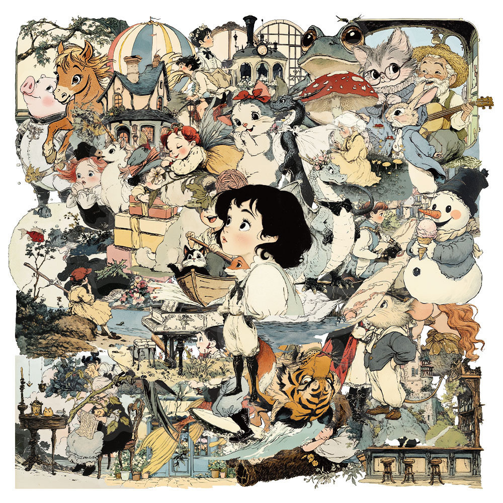 100张童趣漫画PET贴纸可爱趣味彩绘贴画手账素材装饰手机桌面diy,玩具/童车/益智/积木/模型,贴纸,淘宝优惠券,粉丝福利购,淘宝优惠卷