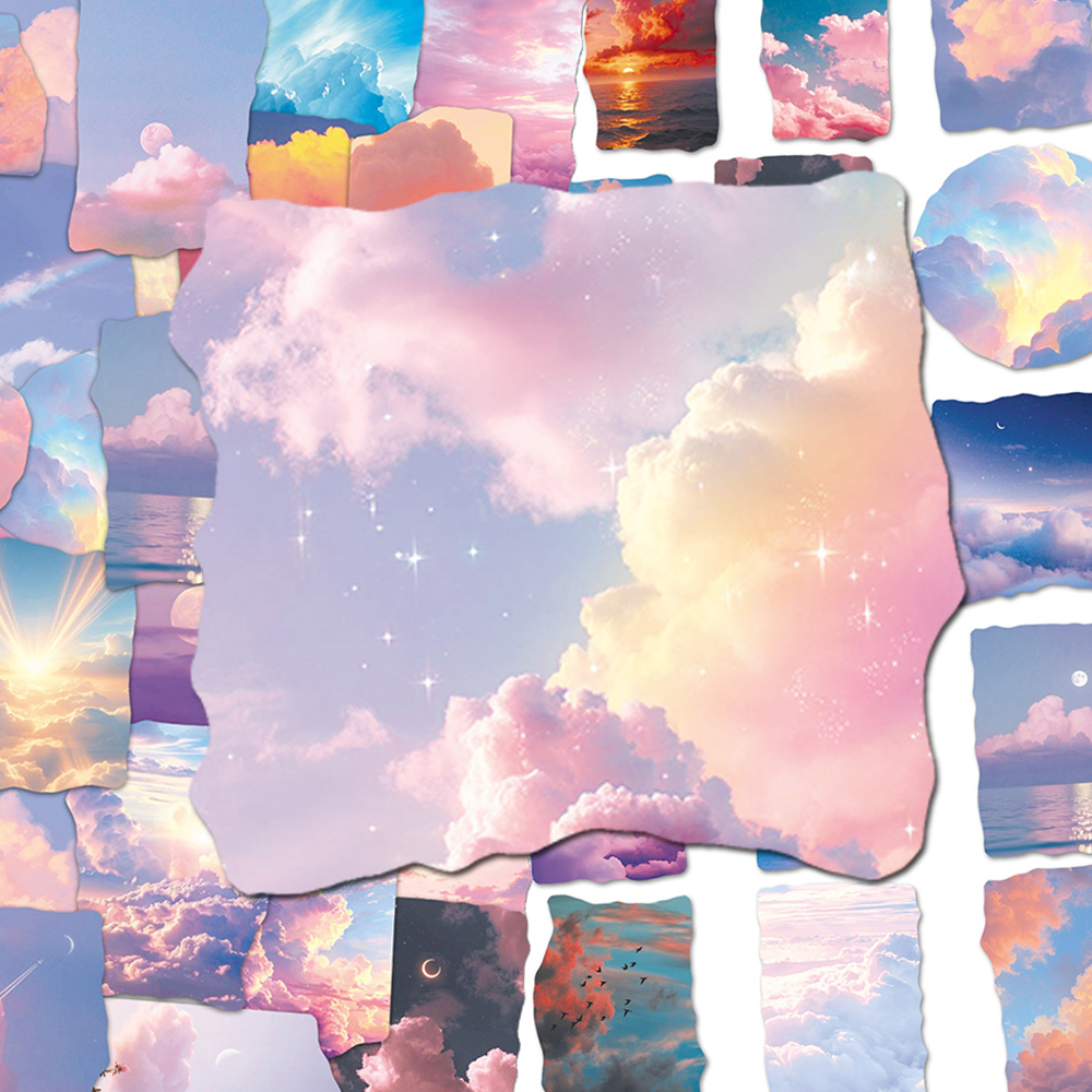 102张云端漫想贴纸ins高颜值天空风景唯美装饰笔记本手帐防水贴纸