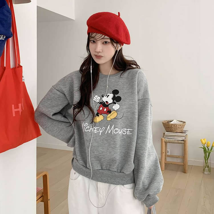 时尚起义韩国甜美2025冬mickey米老鼠圆领加绒卫衣T恤dw25122510