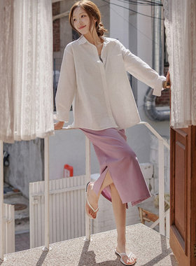 时尚起义韩国代购甜美2026春开叉松紧腰高弹力H半身裙jo26041405