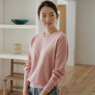 时尚起义韩国代购甜美2026春波浪边立体提花针织衫毛衣jo26022411