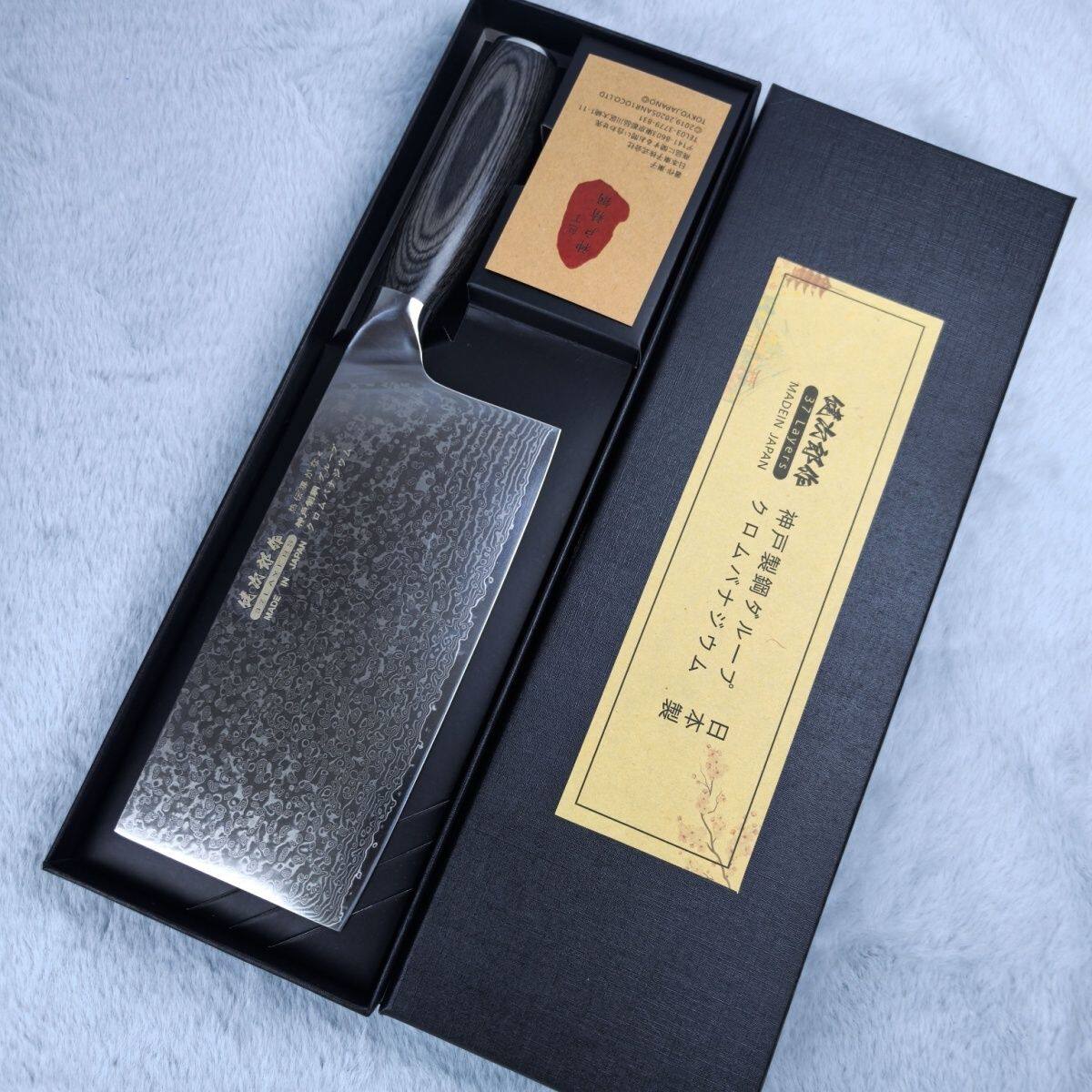 日本进口菜刀健次郎作切片刀大马士革71层手工折叠锻打 硬度HRC64