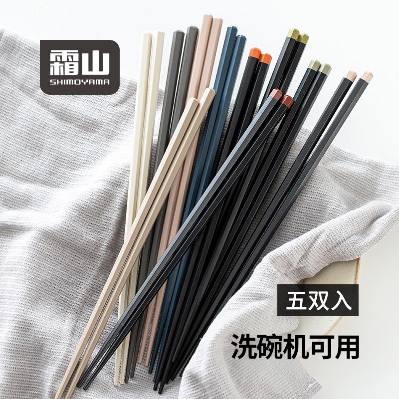 抗菌防滑六角筷尖头合金筷子霜山