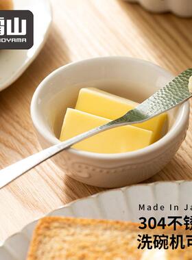 霜山日本进口304不锈钢黄油刀锤目纹面包花生酱果酱刮刀奶酪抹刀