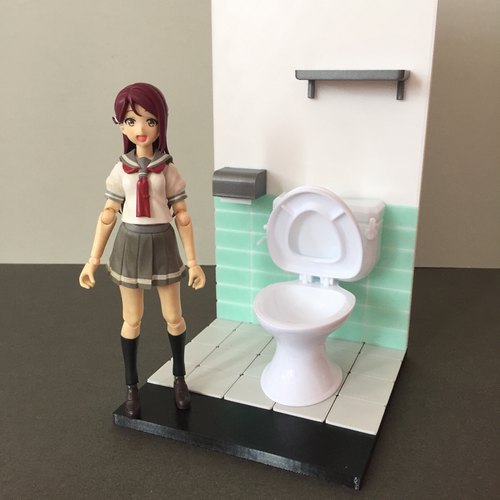 1/12厕所场景 适配女神装置机娘改件30ms 6寸shf模型兵人散货配件