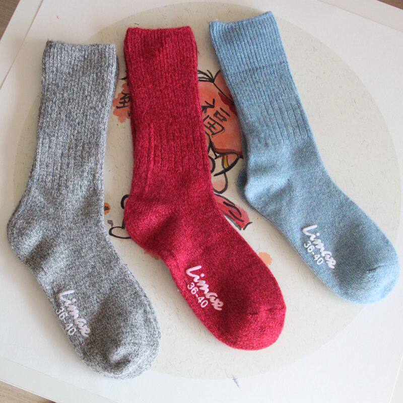 出口 毛袜纯色 高级感多穿法 翻口堆堆中筒女士 均码秋冬保暖袜子