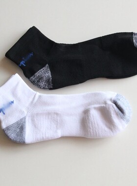 出口冠家 男士速干材质 运动休闲短袜子 毛圈底四季款 白色黑色