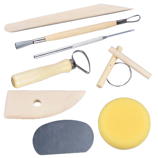 木质陶艺工具8件套 精雕泥塑工具软陶泥工具套装 陶泥工 油泥刀