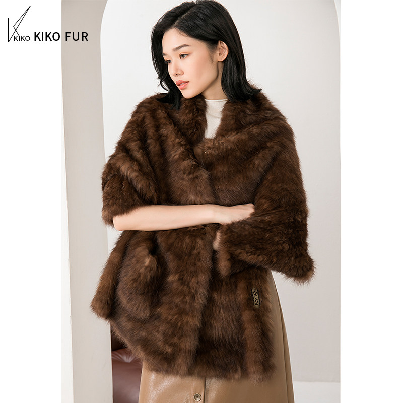 咔咔皮草俄罗斯紫貂双面围巾