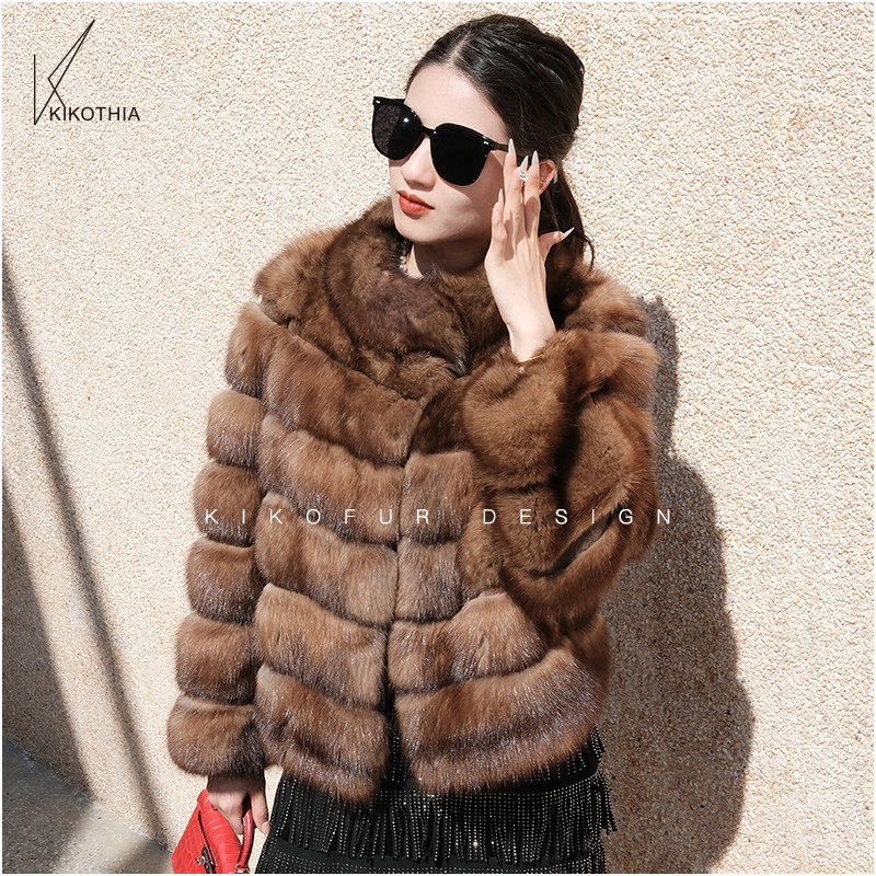 咔咔皮草 加厚超美！俄罗斯紫貂立领短外套