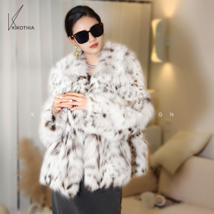 咔咔皮草 天选高级纯白美国进口原皮原色斑点皮草外套 梦中情衣