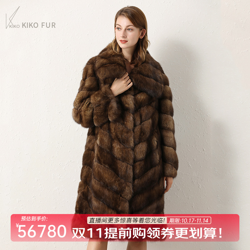咔咔皮草俄罗斯紫貂皮草外套