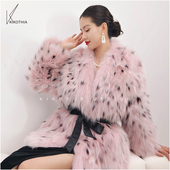 咔咔皮草 奢华少女粉狐狸毛外套