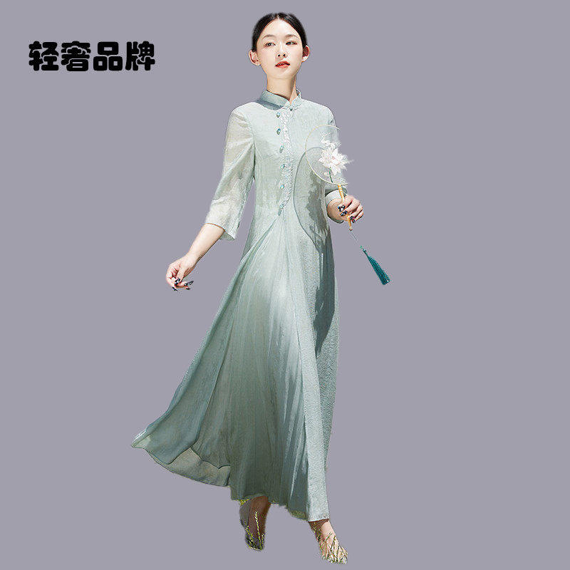 朗姿约定旗袍连衣裙女中式改良新款2025汉服高端国风禅意夏季女装