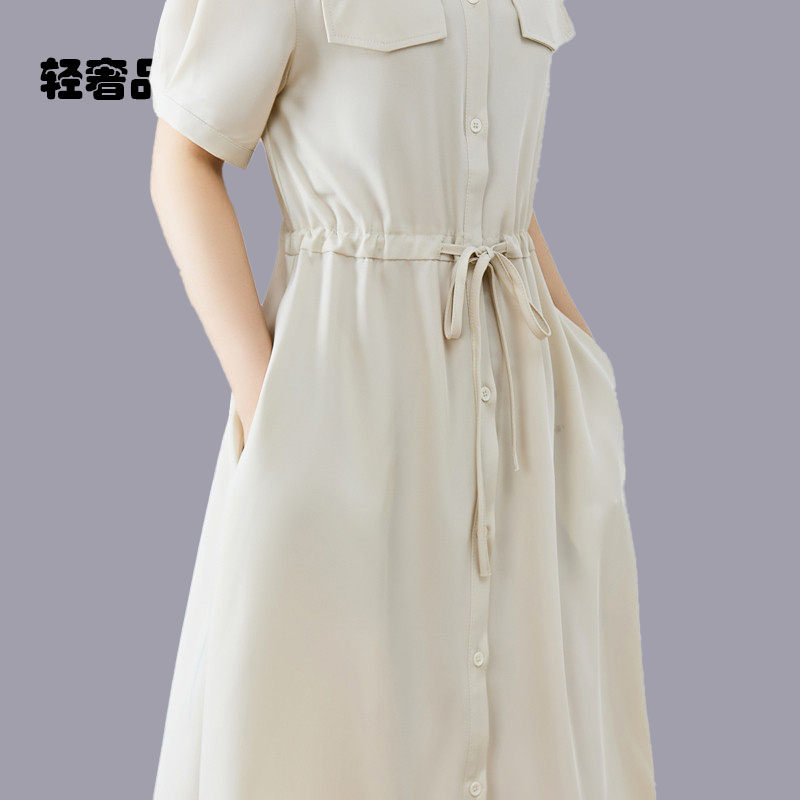 朗姿约定衬衫连衣裙女夏2026夏天新款女装短袖夏季雪纺小个子裙子