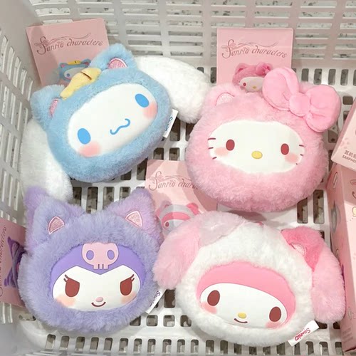 MINISO名创优品Sanrio characters猫咪绒绒硅胶毛绒耳机包盲盒