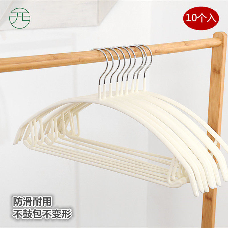 出口日本10个不鼓包不起角变形半圆浸塑成人衣架pvc无痕防滑外套