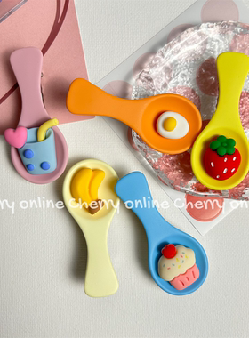 Cherry 可爱仿真勺子发夹草莓蛋糕刘海侧边夹趣味食玩头饰少女心