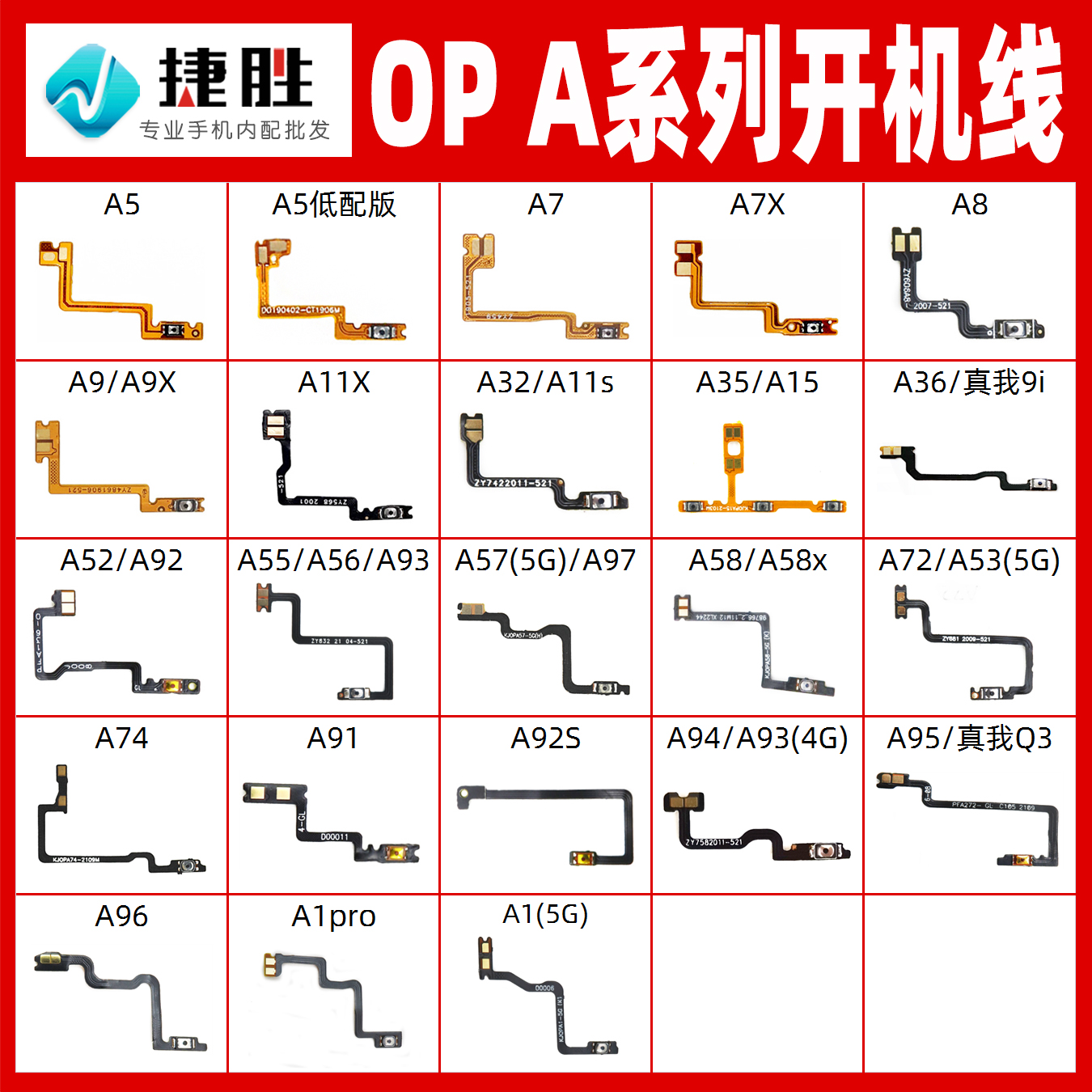 适用OPPO A系列 A52 A72 A32 A55 A5 A8 A91 A92 A95 A96开机排线怎么看?