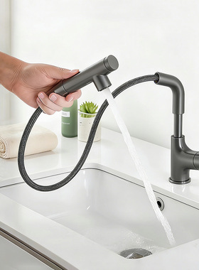 TOTO抽拉面盆龙头TLS083J0C 冷热水龙头伸缩升降镀铬枪灰色(05-M)