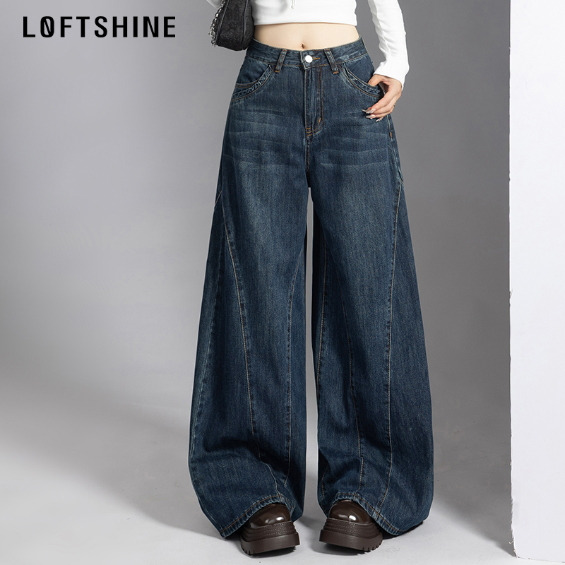 LOFTSHINELX纯色牛仔裤女阔腿