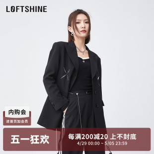 外套女秋季 LOFTSHINE珞炫黑色西装 高级感小个子气质设计休闲西服