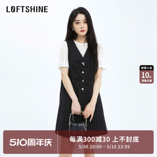 连衣裤 LOFTSHINE珞炫气质连体裤 新款 2024年夏季 高级别致连衣短裤