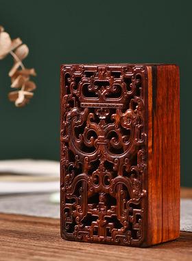 大红酸枝全独雕螭龙百宝盒红木复刻收藏龙盒实木手工珠宝首饰盒